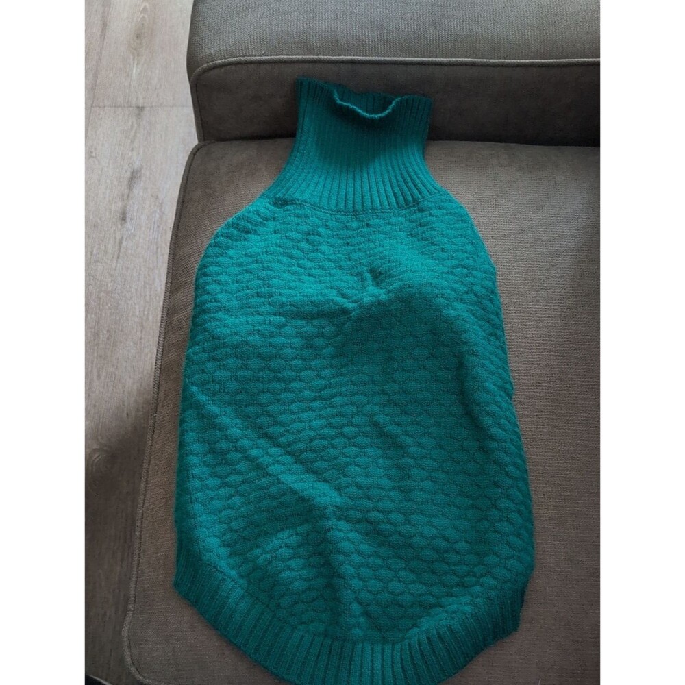Teal Ribbed Turtleneck Dog Sweater